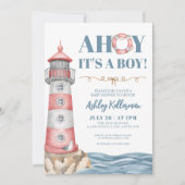 Invitation Baby shower Nautical Boy Bleu Rouge (Devant)