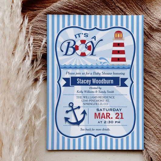 Invitation Baby shower Nautical Lighthouse