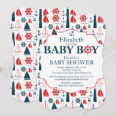 Invitation Baby shower Nautical Lighthouse Sailboat Boys (Devant / Derrière)