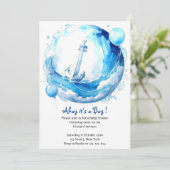 Invitation Baby shower Nautical Ocean Theme Boy (Debout devant)