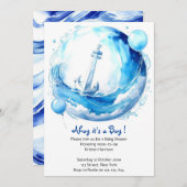Invitation Baby shower Nautical Ocean Theme Boy (Devant / Derrière)