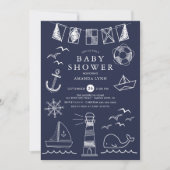 Invitation Baby shower Nautical Sailboat Boy (Devant)