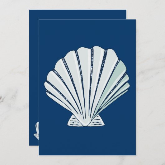 Invitation Baby shower Nautical Seaside Shell (Devant / Derrière)