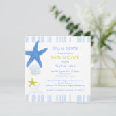 Invitation Baby shower Nautical Starfish Baby Boy (Debout devant)