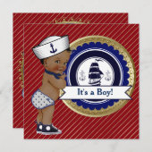 Invitation Baby shower nautique (Devant / Derrière)