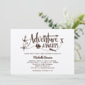 Invitation Baby shower nautique "Adventure Await" (Debout devant)
