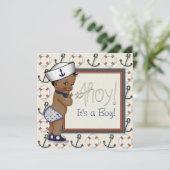 Invitation Baby shower nautique afro-américain (Debout devant)