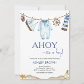 Invitation Baby shower nautique Ahoy (Devant)