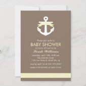 Invitation Baby shower nautique Ancre jaune (Devant)