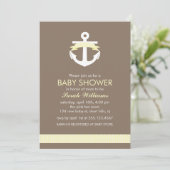 Invitation Baby shower nautique Ancre jaune (Debout devant)