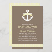Invitation Baby shower nautique Ancre jaune (Devant / Derrière)