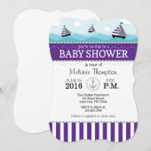 Invitation Baby shower Nautique Bleu Violet (Devant / Derrière)