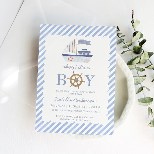 Invitation Baby shower nautique Boy Boy