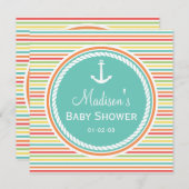 Invitation Baby shower Nautique, Bright Rainbow Stripes (Devant / Derrière)