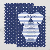 Invitation Baby shower Nautique Cute (Devant / Derrière)