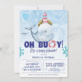 Invitation baby shower nautique de baleine garçon (Devant)