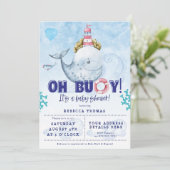 Invitation baby shower nautique de baleine garçon (Debout devant)