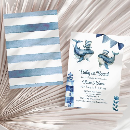 Invitation baby shower nautique de la Marine