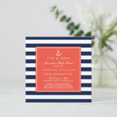 Invitation Baby shower nautique de la Marine et du (Debout devant)