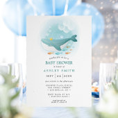 Invitation Baby shower Nautique de l'aquarelle baleine Prince