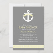 Invitation Baby shower nautique de thème d'Ancre jaune (Devant)