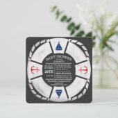 Invitation Baby shower nautique du tableau de bord (Debout devant)