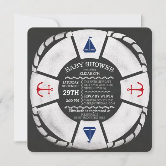Invitation Baby shower nautique du tableau de bord (Devant)