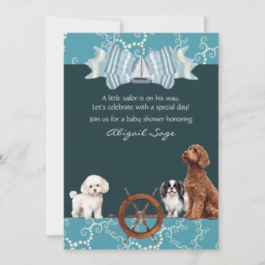 Invitation Baby shower nautique et Chiens Boy (Devant)
