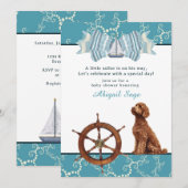 Invitation Baby shower nautique et Goldendoodle Boy (Devant / Derrière)