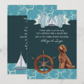 Invitation Baby shower nautique et Goldendoodle Boy (Devant / Derrière)