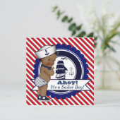 Invitation Baby shower Nautique Ethnique Little Sailor (Debout devant)