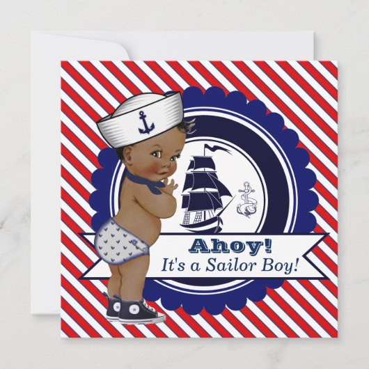 Invitation Baby shower Nautique Ethnique Little Sailor (Devant)