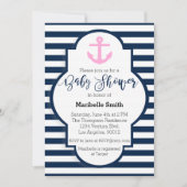 Invitation Baby shower Nautique Filles (Devant)