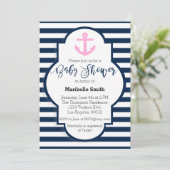 Invitation Baby shower Nautique Filles (Debout devant)