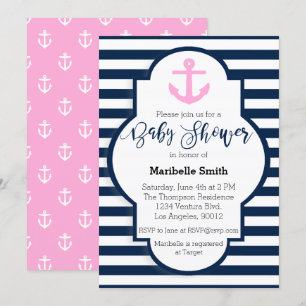 Invitation Baby shower Nautique Filles
