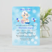 Invitation Baby shower Nautique Garçon marin Cute Blue (Debout devant)