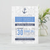 Invitation Baby shower nautique Invitation, Bleu Garçon (Debout devant)