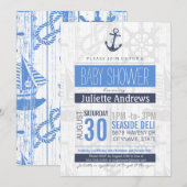 Invitation Baby shower nautique Invitation, Bleu Garçon (Devant / Derrière)