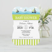 Invitation Baby shower nautique Lime Green Blue (Debout devant)