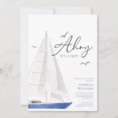 Invitation Baby shower nautique minimal Ahoy Boy's (Devant)