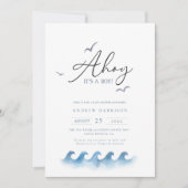 Invitation Baby shower nautique minimal Ahoy Boy's (Devant)