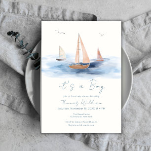 Invitation Baby shower nautique minimaliste neutre