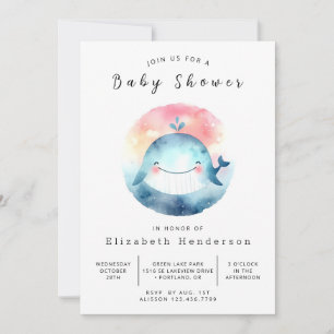 Invitation Baby shower Nautique Personnalisé Baleine