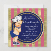 Invitation Baby shower nautique pour filles (Dos)