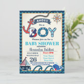 Invitation Baby shower nautique pour un garçon (Debout devant)