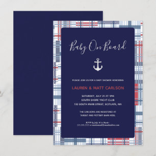 Invitation Baby shower - Nautique, Preppy, Marine