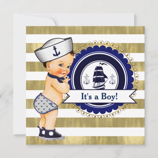 Invitation Baby shower nautique Sailor Boy (Devant)