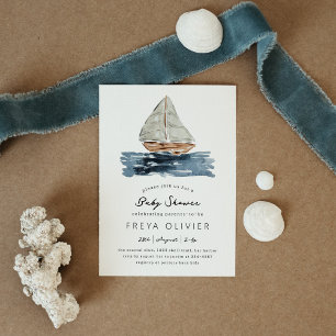 Invitation Baby shower nautique Watercolor