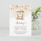 Invitation Baby shower Neutral Boho - Oh Baby thème (Debout devant)