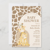Invitation Baby shower Neutral Mama et Baby Giraffe (Devant)